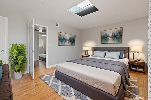 2621 E 20th St Unit 12, Signal Hill, CA 90755 - bedroom featuring light wood-style floors and a skylight