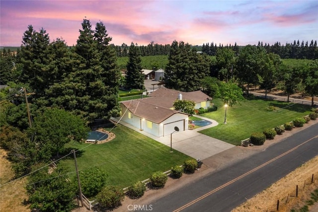 4742 Crow Rd, Oakdale, CA 95361 - aerial view at dusk