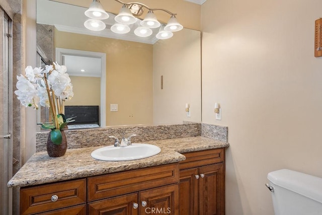 4943 Bresee Ave, Baldwin Park, CA 91706 - bathroom with vanity and ornamental molding