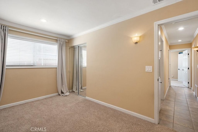 4943 Bresee Ave, Baldwin Park, CA 91706 - carpeted empty room with ornamental molding and recessed lighting