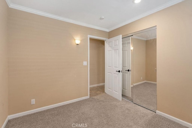 4943 Bresee Ave, Baldwin Park, CA 91706 - unfurnished bedroom with carpet flooring, a closet, and ornamental molding