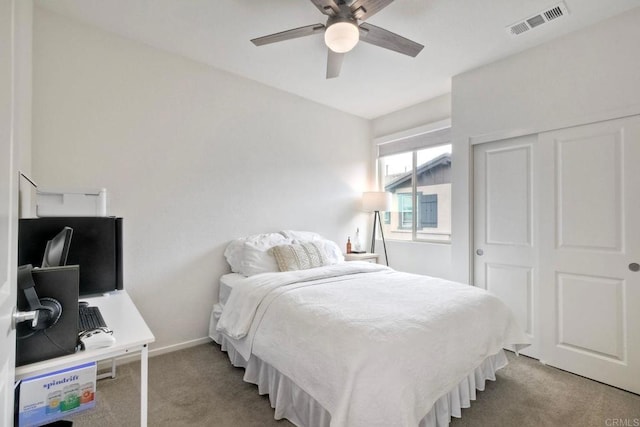 1201 Via Lucero, Oceanside, CA 92056 - carpeted bedroom featuring a closet, ceiling fan, and a desk
