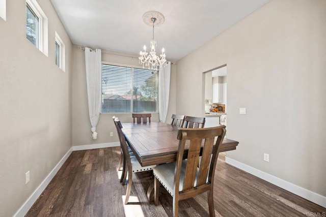 2435 Bear Rock, Escondido, CA 92026 - dining room featuring a chandelier and dark wood finished floors