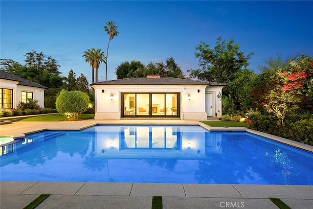 300 W Las Flores Ave, Arcadia, CA 91007 - view of pool with an exterior structure, an outdoor structure, and a pool with connected hot tub