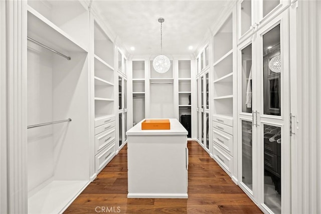 300 W Las Flores Ave, Arcadia, CA 91007 - walk in closet featuring dark wood-type flooring and a chandelier