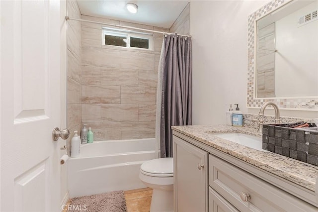 38342 5th Pl W, Palmdale, CA 93551 - bathroom with vanity, shower / bath combination with curtain, and tile patterned flooring