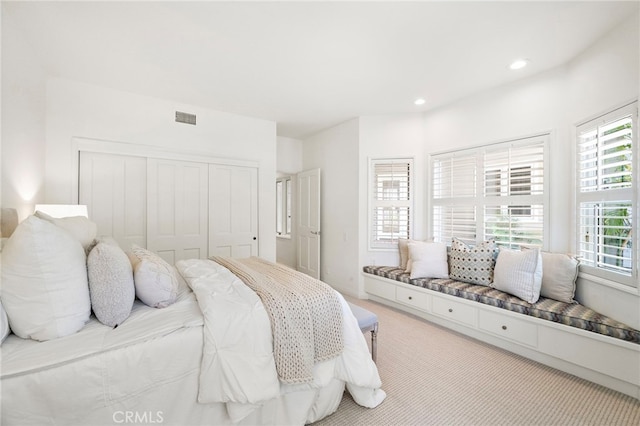 520 Kings Rd, Newport Beach, CA 92663 - carpeted bedroom with a closet and recessed lighting