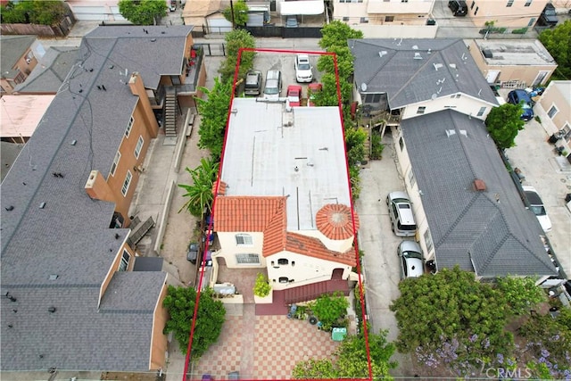 1451 Walnut Ave, Long Beach, CA 90813 - aerial view of residential area featuring property boundaries highlighted