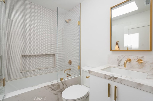 212 E 19th St, Costa Mesa, CA 92627 - full bath featuring vanity, a combined bath / shower with marble appearance, and backsplash