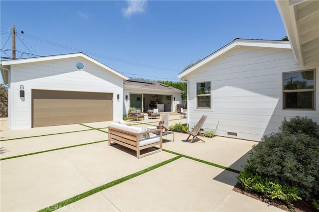 212 E 19th St, Costa Mesa, CA 92627 - view of patio / terrace featuring a garage and outdoor lounge area