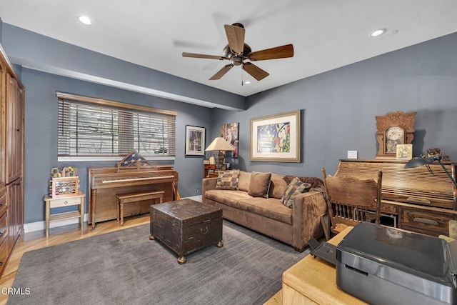 9999 Wornom Ave, Sunland, CA 91040 - living room featuring ceiling fan, recessed lighting, and wood finished floors