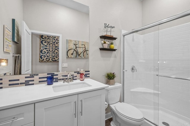 11015 Peyton Way, San Diego, CA 92129 - bathroom with tasteful backsplash, vanity, and a shower stall