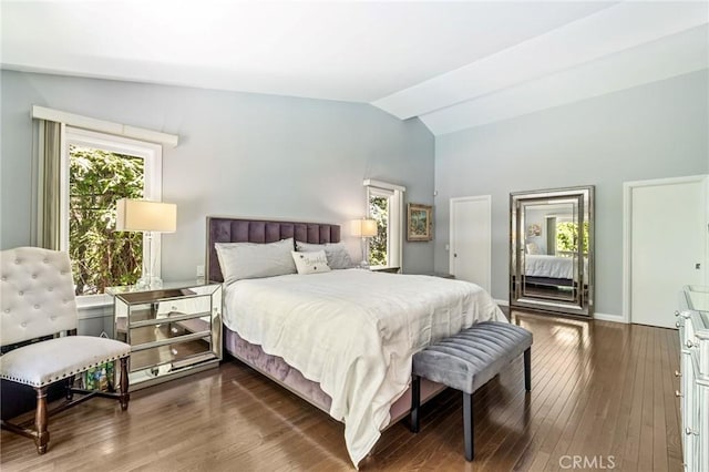 10411 Windtree Dr, Los Angeles, CA 90077 - bedroom with vaulted ceiling and wood-type flooring