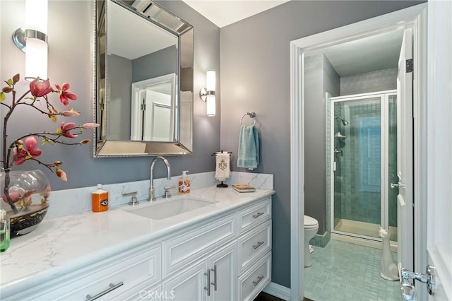 10411 Windtree Dr, Los Angeles, CA 90077 - bathroom with a stall shower and vanity