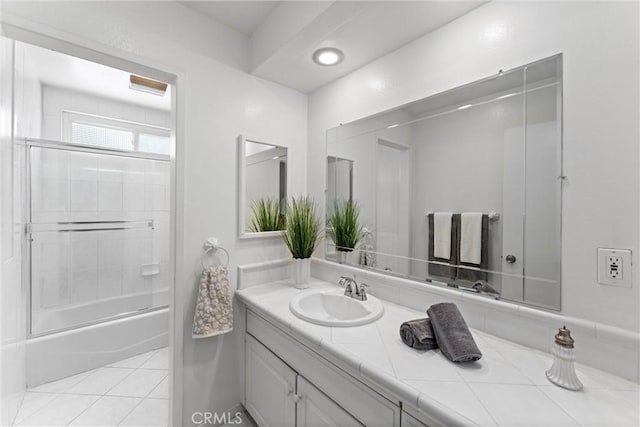 4360 E Addington Dr, Anaheim, CA 92807 - bathroom featuring vanity, washtub / shower combination, and tile patterned flooring
