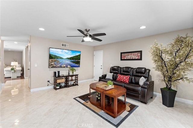 4360 E Addington Dr, Anaheim, CA 92807 - living room with ceiling fan and recessed lighting
