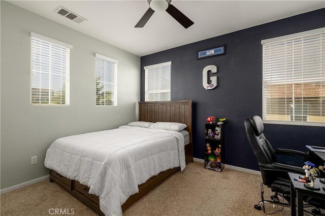 18094 Olivenhain Dr, Riverside, CA 92508 - bedroom featuring carpet flooring, a desk, and a ceiling fan
