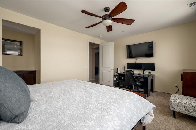 18094 Olivenhain Dr, Riverside, CA 92508 - bedroom featuring a desk, ceiling fan, and carpet floors
