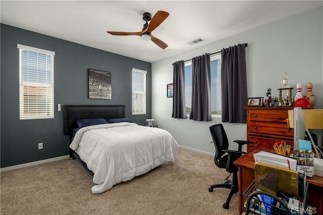 18094 Olivenhain Dr, Riverside, CA 92508 - bedroom with a desk, carpet flooring, and a ceiling fan