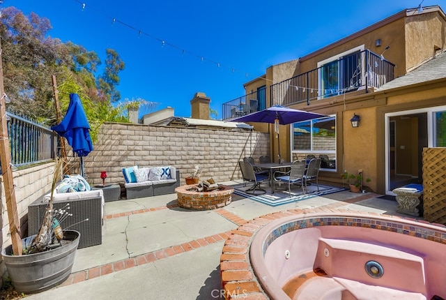 24412 Verena Ct, Mission Viejo, CA 92691 - patio / terrace featuring a patio area, an outdoor living space with a fire pit, and outdoor dining space