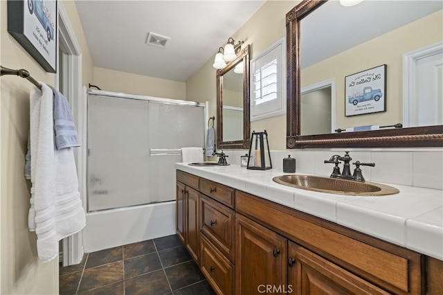 28385 Mirabelle Ln, Saugus, CA 91350 - full bath featuring double vanity and combined bath / shower with glass door