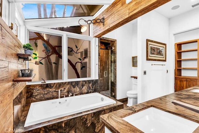 27151 Mission Hills Dr, San Juan Capistrano, CA 92675 - full bathroom featuring a bath, vanity, and a shower stall