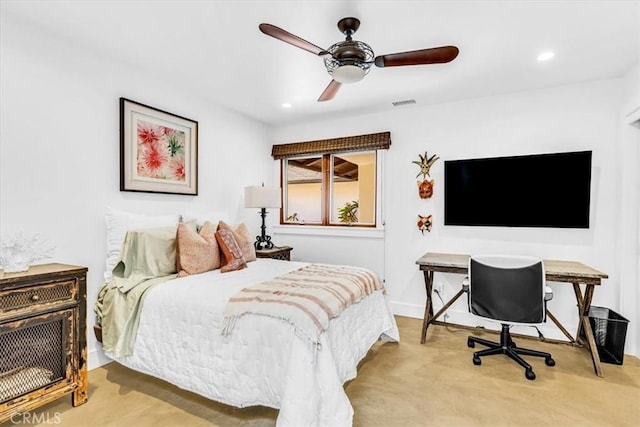 27151 Mission Hills Dr, San Juan Capistrano, CA 92675 - carpeted bedroom with recessed lighting and a ceiling fan