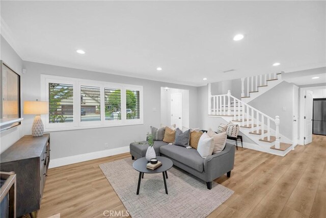 12012 Paseo Bonita, Los Alamitos, CA 90720 - living area with stairway, light wood-style flooring, and recessed lighting