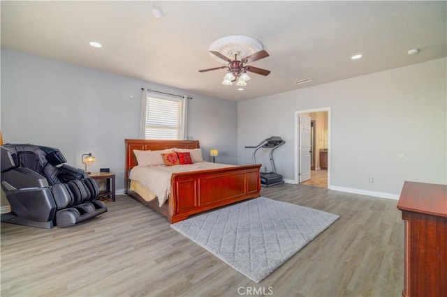 9600 S Loop Blvd, California City, CA 93505 - bedroom featuring light wood-type flooring, recessed lighting, and ceiling fan