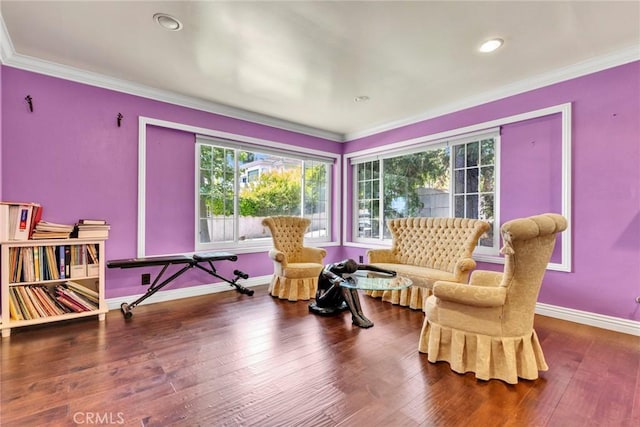 1719 Turnbull Canyon Rd, Hacienda Heights, CA 91745 - living area with ornamental molding, wood finished floors, and recessed lighting