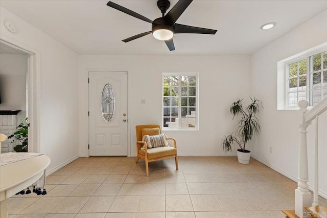 4772 Gateshead Rd, Carlsbad, CA 92010 - foyer with ceiling fan, light tile patterned floors, and recessed lighting