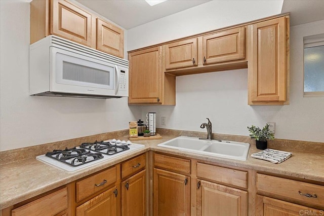 4772 Gateshead Rd, Carlsbad, CA 92010 - kitchen with white appliances, light countertops, and light brown cabinetry