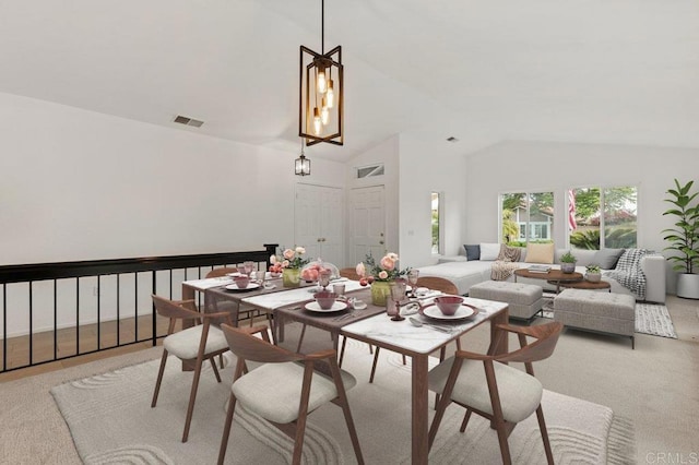 4772 Gateshead Rd, Carlsbad, CA 92010 - dining area featuring carpet floors and high vaulted ceiling