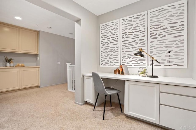 3071 Sprucewood Ln, Escondido, CA 92027 - office space with light carpet, built in desk, and recessed lighting