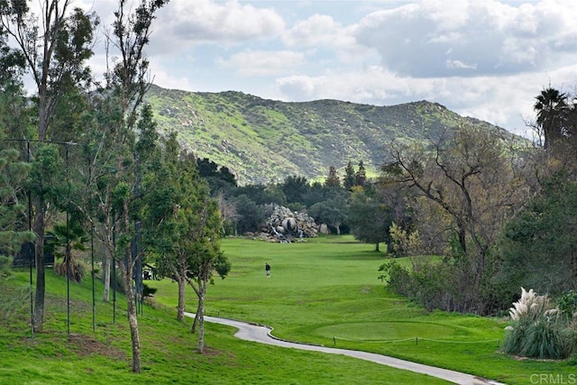 3071 Sprucewood Ln, Escondido, CA 92027 - surrounding community featuring a mountain view, a lawn, and view of golf course
