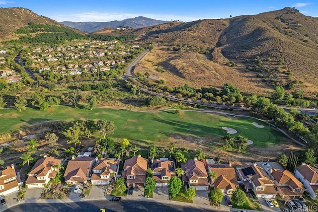 3071 Sprucewood Ln, Escondido, CA 92027 - aerial overview of property's location featuring nearby suburban area, a mountainous background, and a local golf course