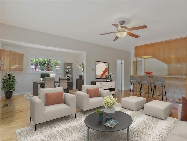 1017 Cordova Ave, Glendale, CA 91207 - living area featuring ceiling fan and light wood-style flooring