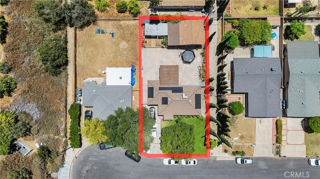 14658 Maclay St, San Fernando, CA 91345 - aerial perspective of suburban area featuring property parcel outlined