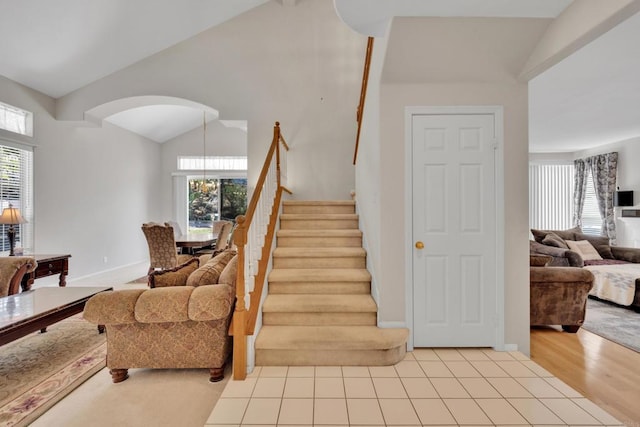 1159 Avenida Azul, San Marcos, CA 92069 - stairway with arched walkways, plenty of natural light, and lofted ceiling