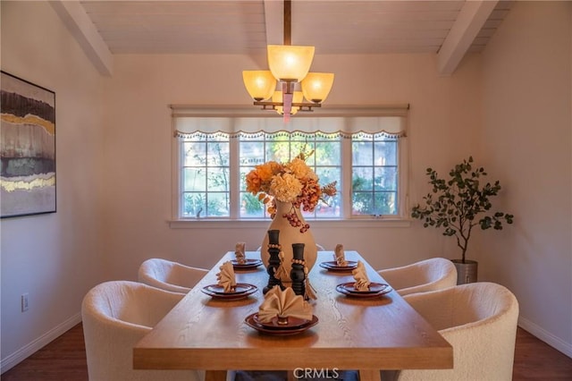 9472 Rembert Ln, Beverly Hills, CA 90210 - dining area with plenty of natural light, wood finished floors, and a wooden ceiling with exposed beams