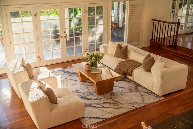 9472 Rembert Ln, Beverly Hills, CA 90210 - living room with french doors and wood finished floors