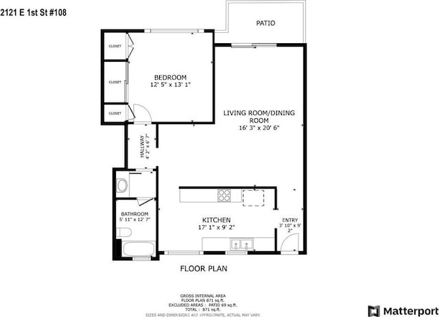 2121 E 1st St Unit 108, Long Beach, CA 90803 - view of floor plan / room layout