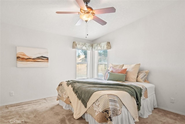 24825 Florence Ave, Corning, CA 96021 - bedroom with carpet, lofted ceiling, and ceiling fan