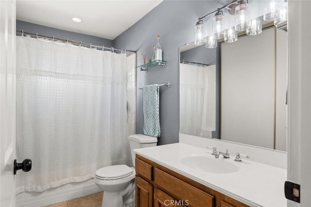 24825 Florence Ave, Corning, CA 96021 - full bath with vanity, tile patterned flooring, and shower / bath combo with shower curtain