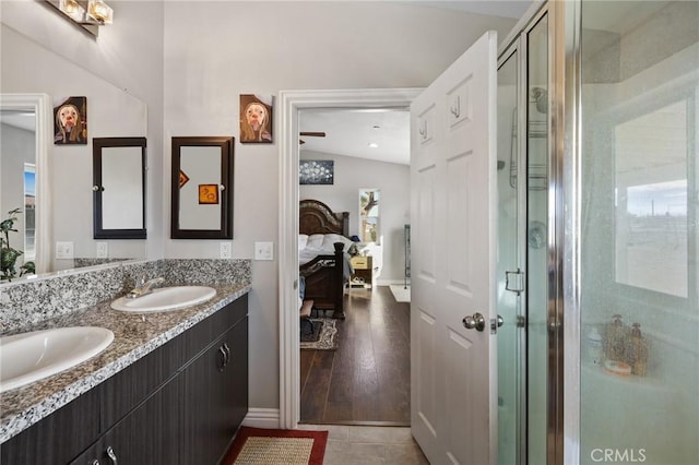 7755 7th St, Phelan, CA 92371 - ensuite bathroom featuring double vanity and a stall shower