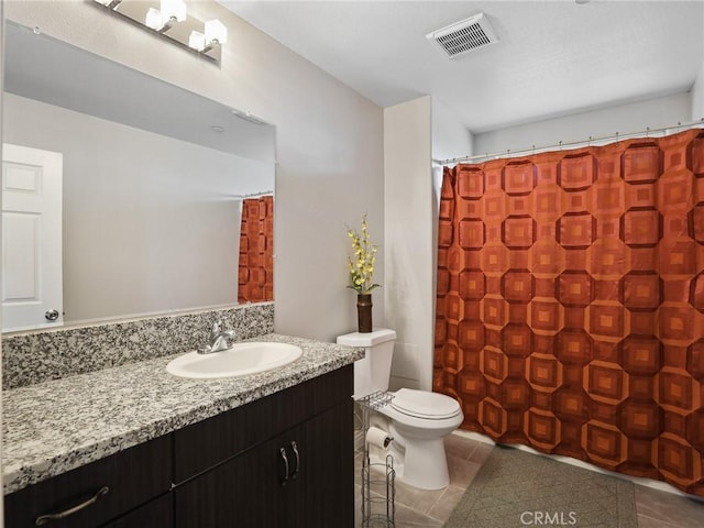 7755 7th St, Phelan, CA 92371 - bathroom featuring tile patterned flooring, vanity, and a shower with shower curtain