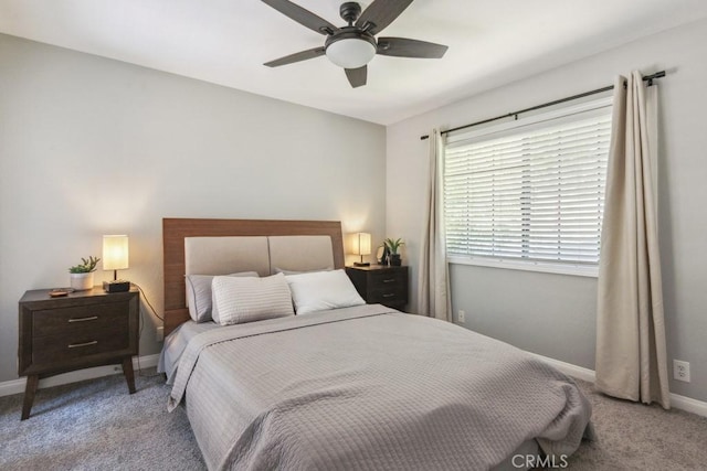 27532 N Bay Rd, Lake Arrowhead, CA 92352 - carpeted bedroom with baseboards and ceiling fan