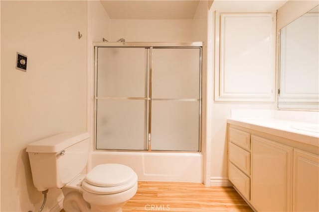 966 Willow Creek Rd Unit 14, Lake Arrowhead, CA 92352 - bathroom with vanity, enclosed tub / shower combo, and wood finished floors