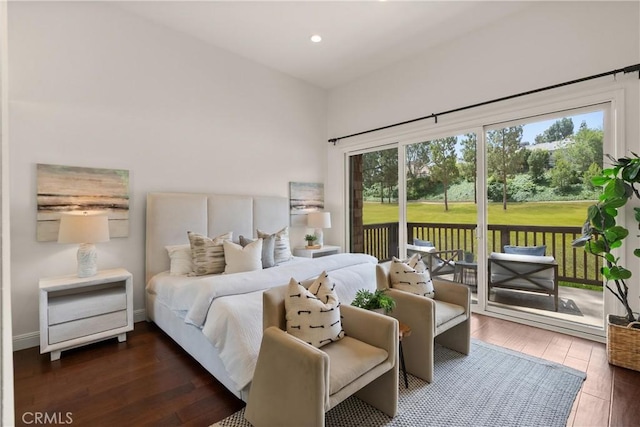 51 Sea Pine Ln, Newport Beach, CA 92660 - bedroom featuring access to outside, multiple windows, wood finished floors, and recessed lighting