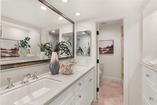51 Sea Pine Ln, Newport Beach, CA 92660 - full bathroom featuring double vanity, recessed lighting, and tile patterned floors